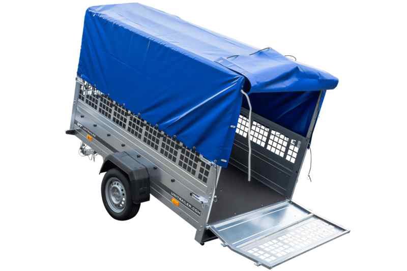 Remorque bâchée Garden Trailer 230 KIPP avec rehausses grillagées, bâche haute et roue jockey – Image 4