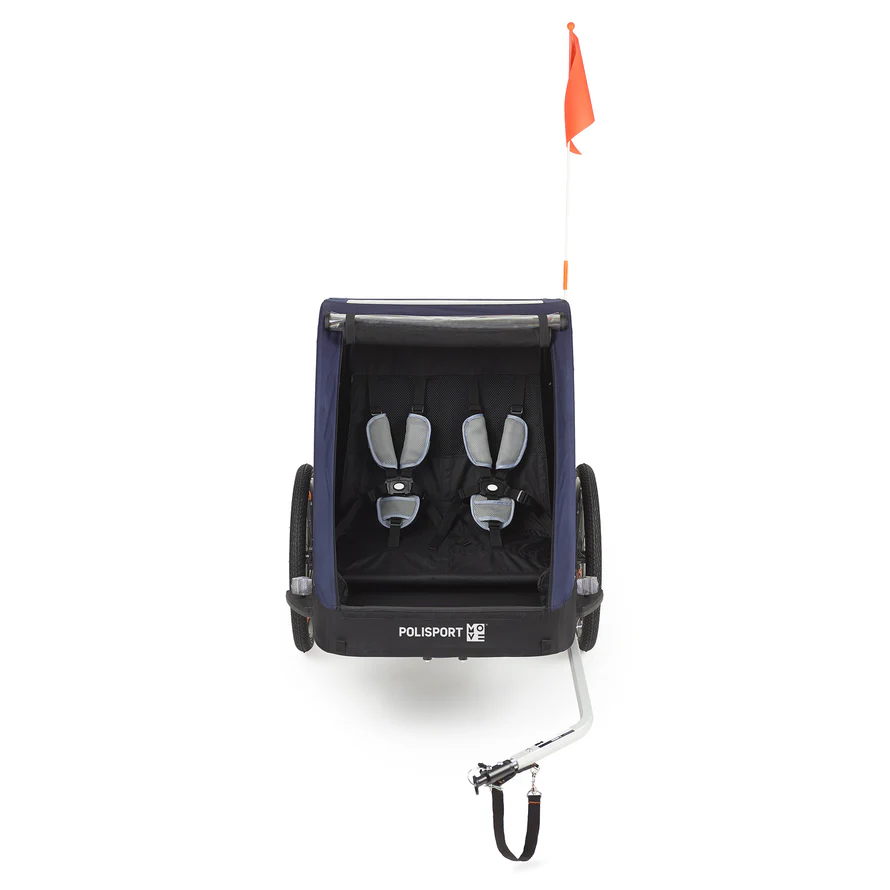 Remorque vélo enfant 2 places pliable avec suspension Polisport – Image 4
