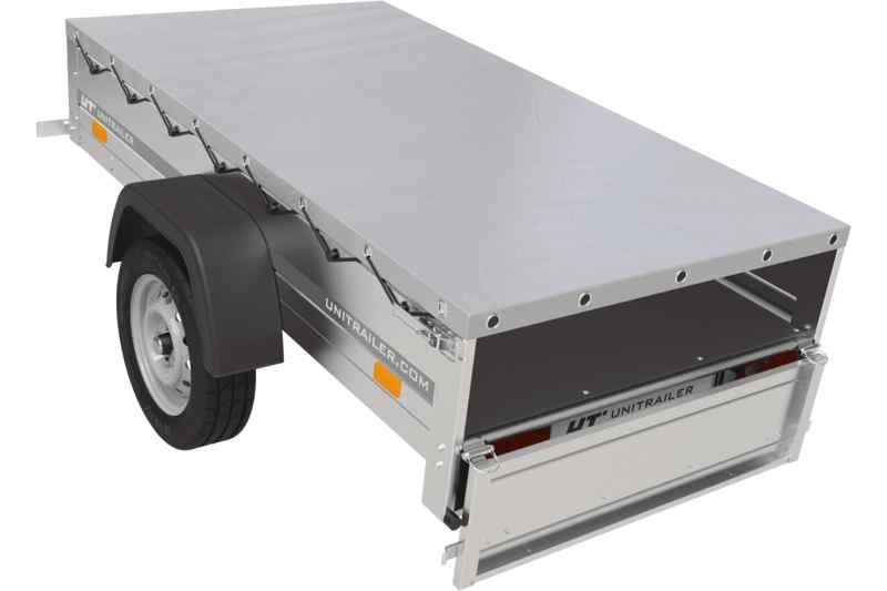 Remorque légère Garden Trailer 200 Kipp avec roue jockey, châssis H-0 et bâche plate grise – Image 3