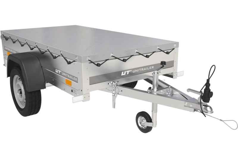 Remorque légère Garden Trailer 200 Kipp avec roue jockey, châssis H-0 et bâche plate grise – Image 2