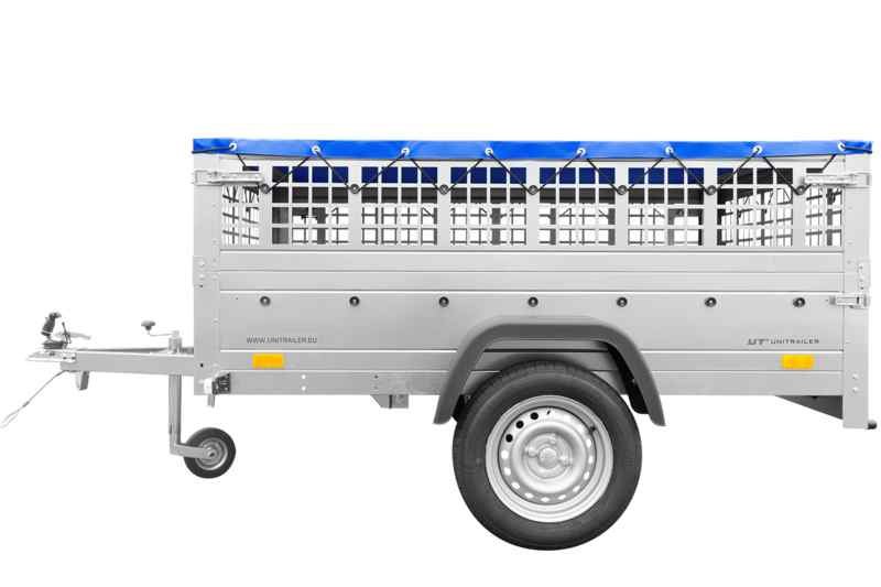 Remorque simple essieu 200x125 avec bâche plate, tiges de support bâche, ridelles grillagées et roue jockey - Garden Trailer 201 KIPP – Image 7