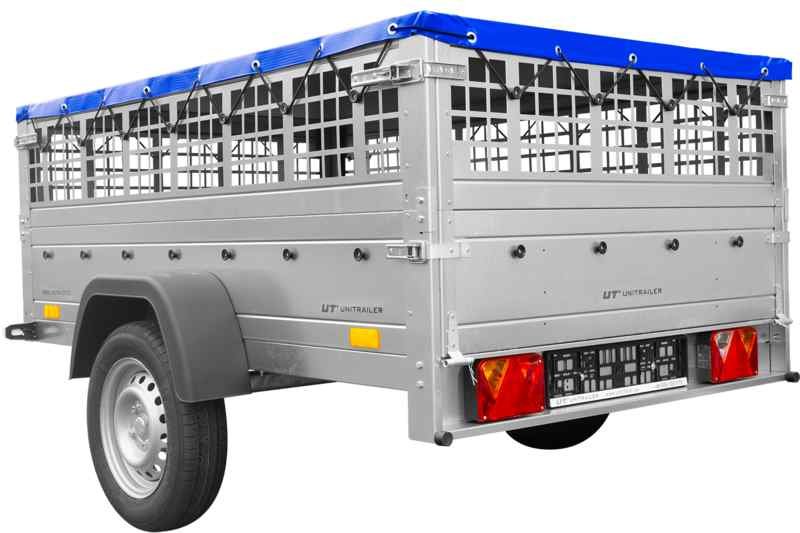 Remorque simple essieu 200x125 avec bâche plate, tiges de support bâche, ridelles grillagées et roue jockey - Garden Trailer 201 KIPP – Image 5