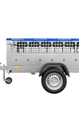 Remorque utilitaire à benne basculante UNITRAILER 200x125 avec bâche plate, ridelles grillagées et roue jockey - Garden Trailer 201 KIPP