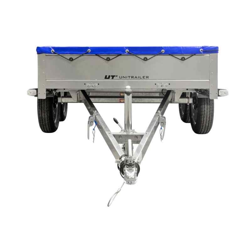 Remorque voiture 2 essieux Unitrailer 264/2 Kipp AVEC ROUE JOCKEY, TIGE DE SUPPORT DE BÂCHE ET BÂCHE PLATE GRISE