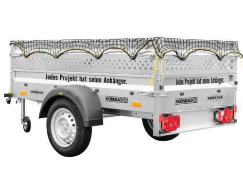 Remorque à un essieu Humbaur remorque pour projet Steely y compris rehausse de tôle perforée, filet & roue jockey 2050 x 1095 x 600 mm non freinée poids total autorisé 750 kg – Image 3