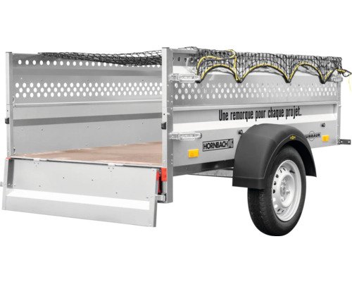 Humbaur Remorque de projet Steely FR y compris rehausse pour tôle perforée filet et roue jockey 2050 x 1095 x 600 mm non freinée poids total autorisé 750 kg – Image 6