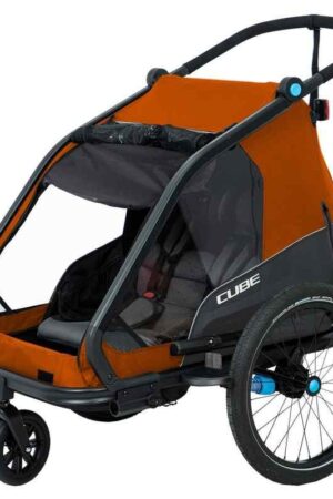 CUBE Double CMPT Kinder Remorque Vélo Enfants - X Actionteam - grey´n´orange