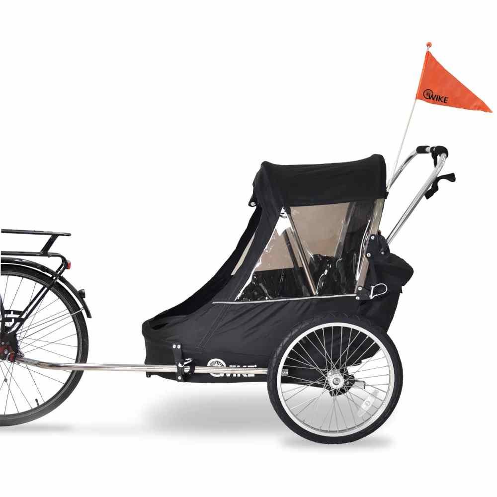 Wike Remorque Vélo pour 2 Enfants - Premium Double - Poussette et Kit de Jogging inclus - marine/marron – Image 8