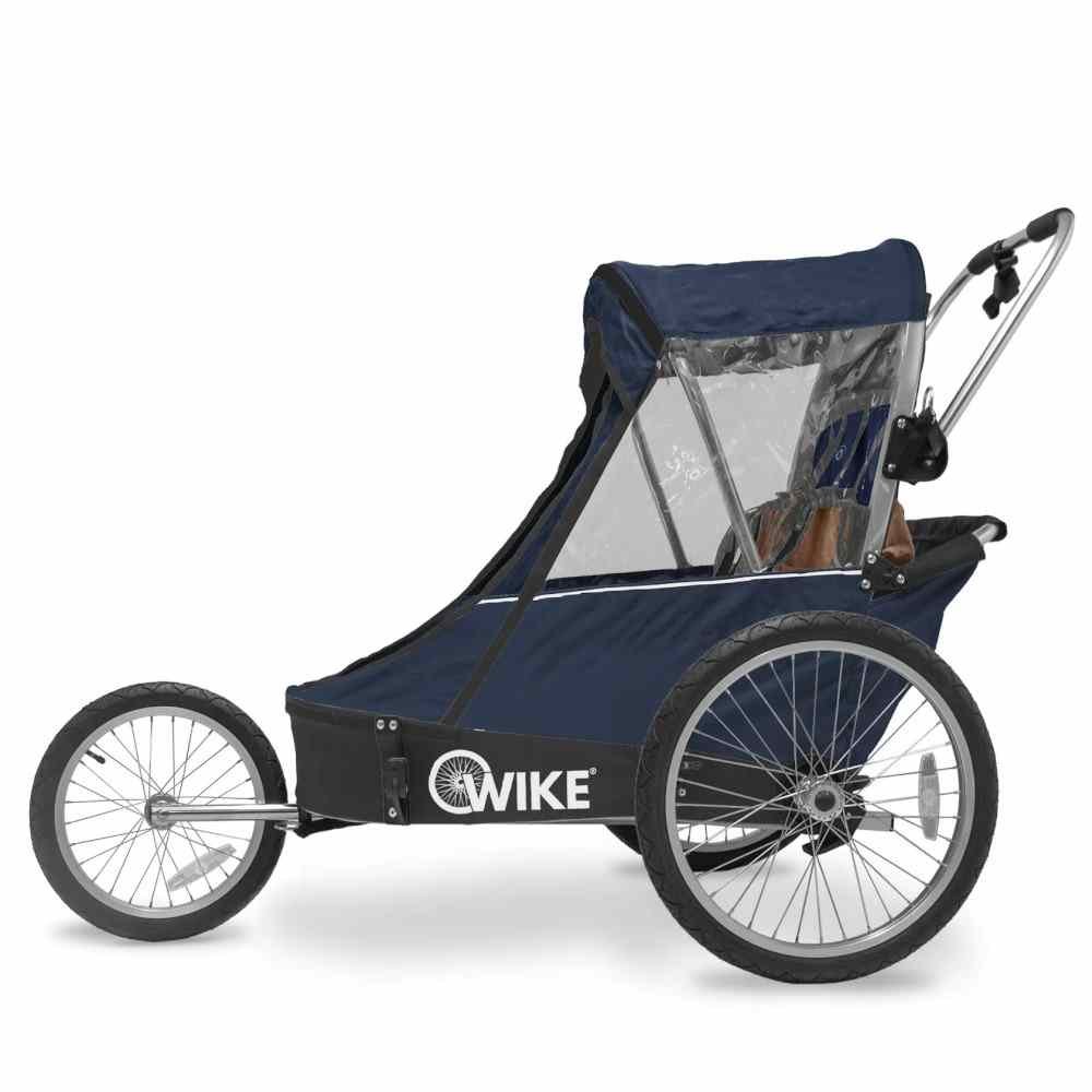 Wike Remorque Vélo pour 2 Enfants - Premium Double - Poussette et Kit de Jogging inclus - marine/marron – Image 4